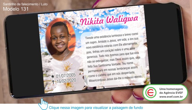 santinho luto falecimento modelo virtual digital