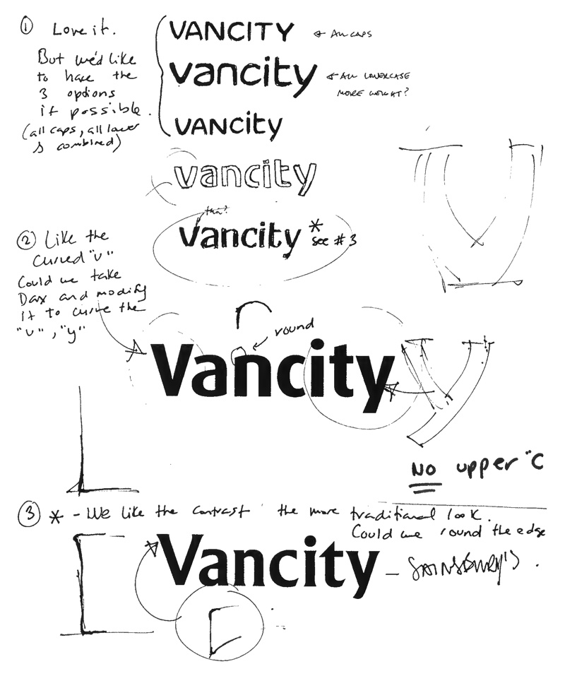 estudo desenho logotipo financeira vancity