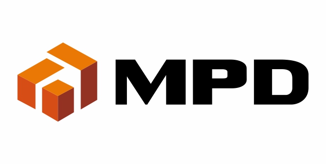 logo construtora mpd engenharia construção civil vetor
