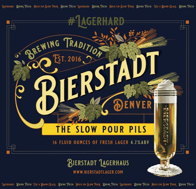 rotulo com nome fantasia da cerveja Bierstadt Lagerhaus Slow Pour Pils