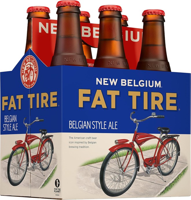 rotulo e origem do nome da marca de cerveja New Belgium Fat Tire Amber Ale