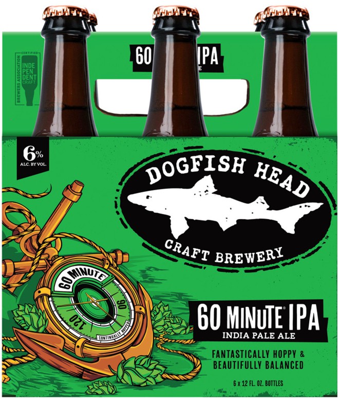 rotulo embalagem garraga marca cerveja Dogfish Head 60 Minute IPA