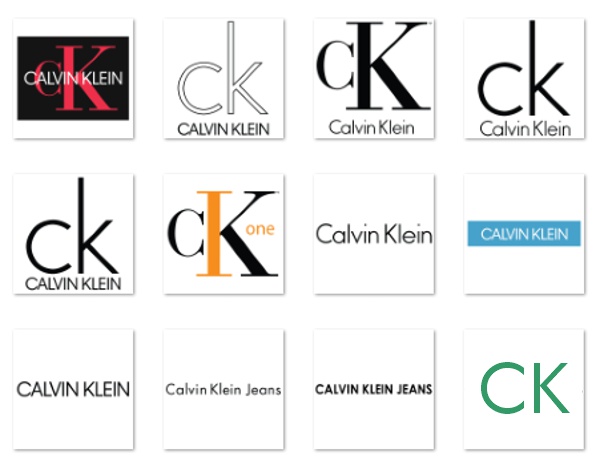 logomarca calvin klein varias fontes diferentes