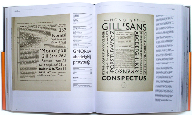 pagina exibindo fonte gill sans do livro type historia das letras de texto