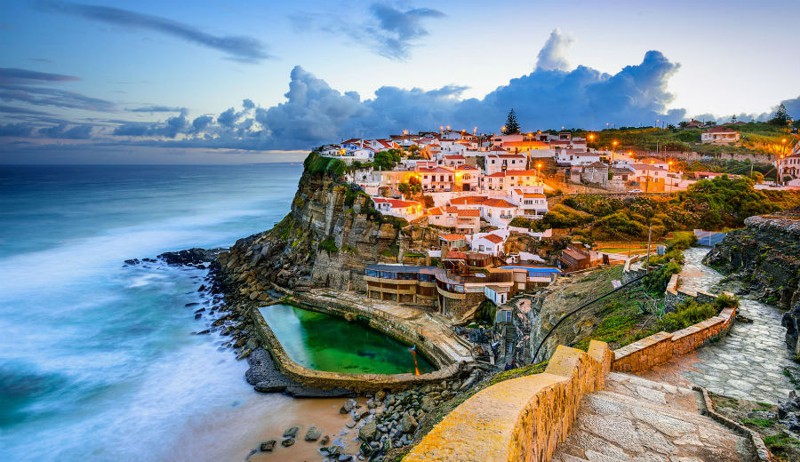 paisagem restaurante piscina natural mar portugal