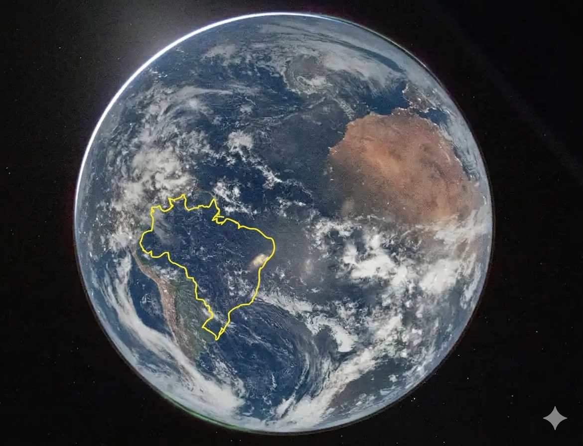 planeta terra fotografado da artemis 2 em 2026 exibe o brasil
