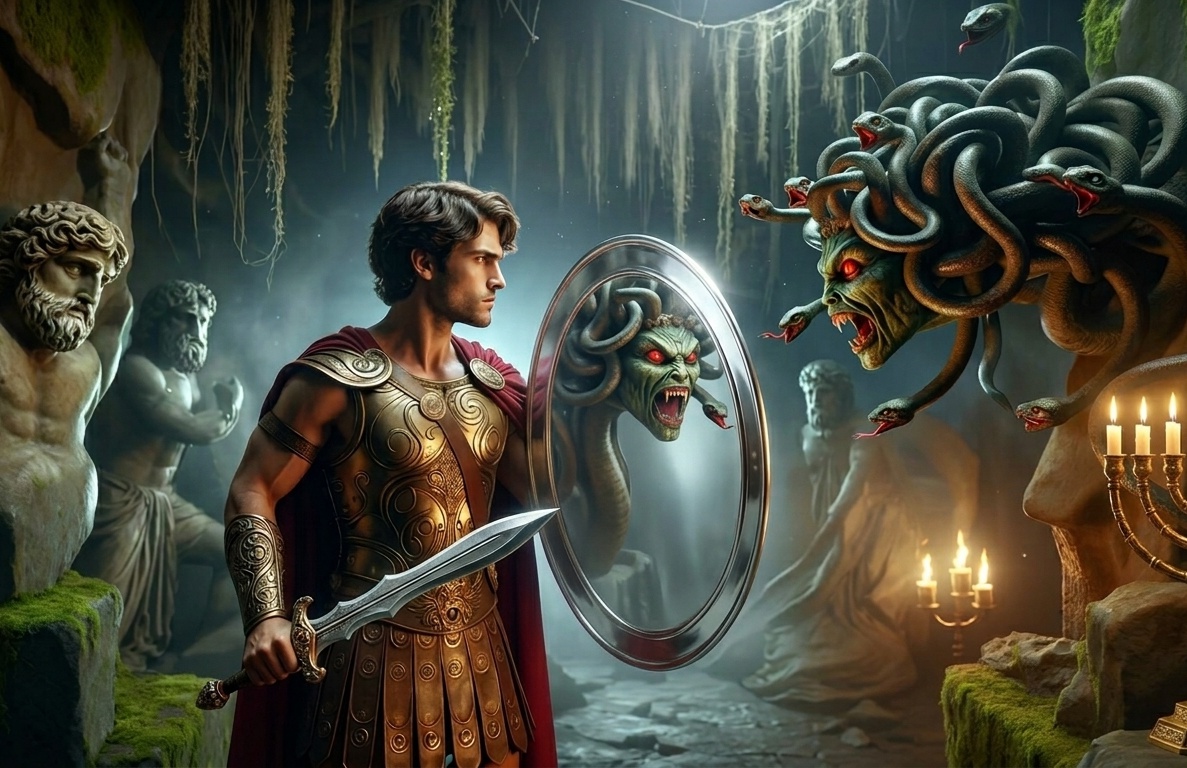 simbolismo espelho escudo perseu medusa
