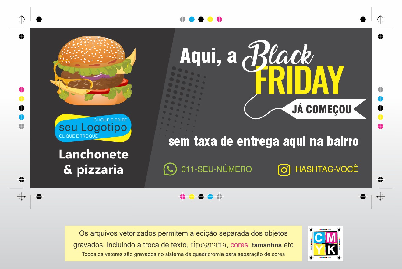 cupom black friday editavel download em vetor com marca de corte desconto lanchonete entrega