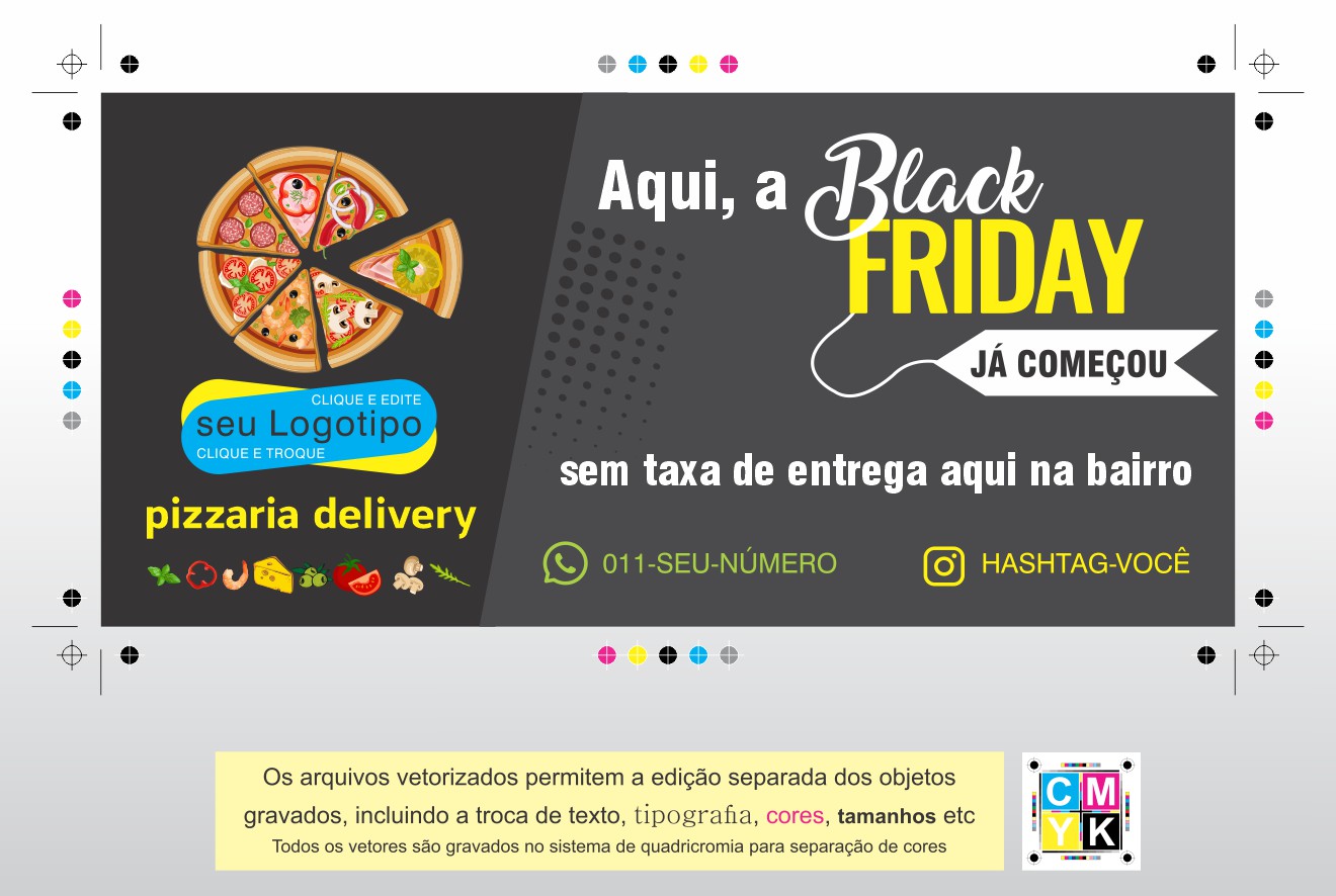 cupom black friday editavel download em vetor com marca de corte desconto pizza entrega delivery