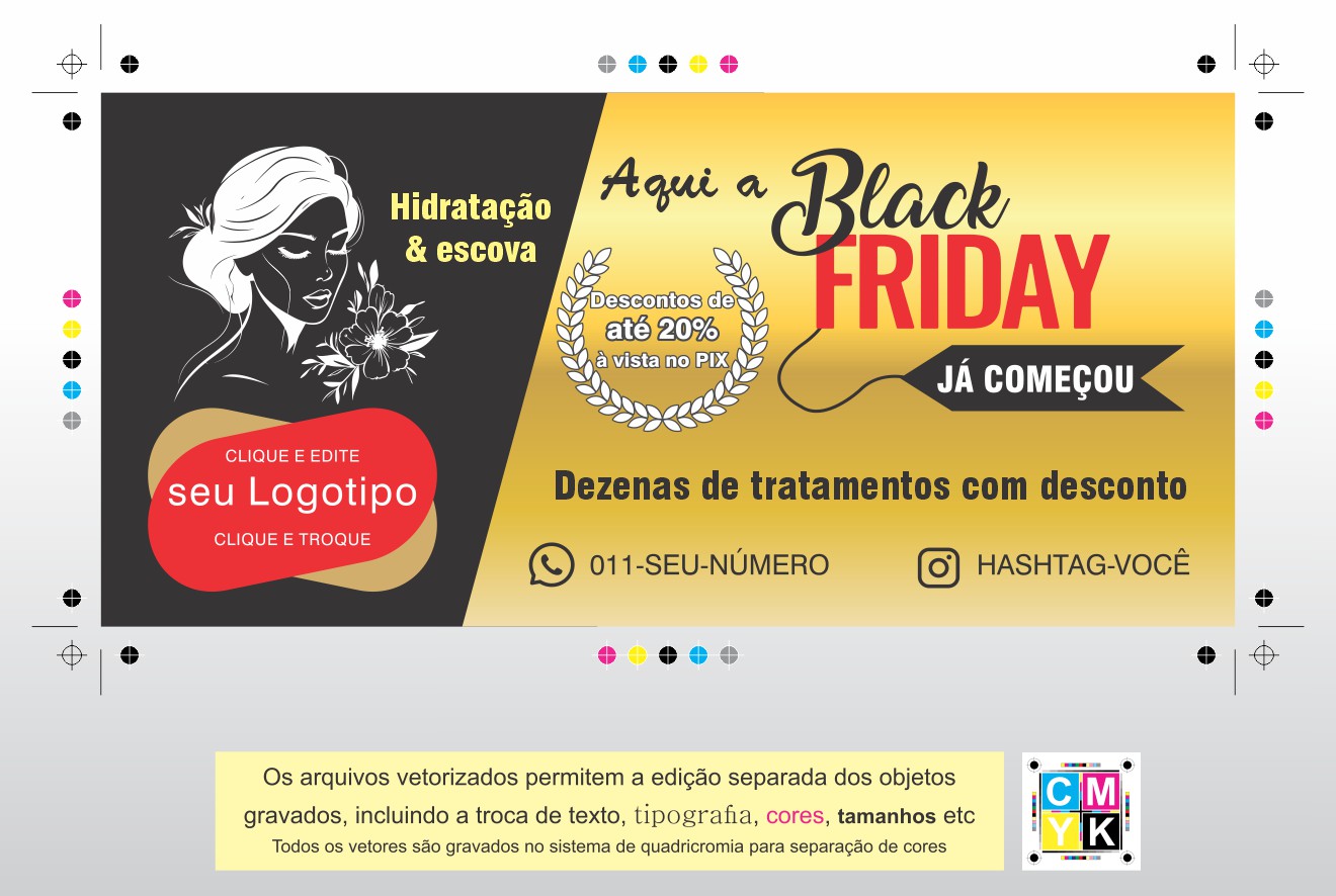cupom black friday editavel download em vetor com marca de corte desconto salao beleza cabeleireiro