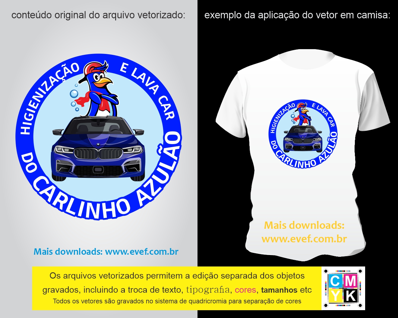 vetor estampa camisa carlinho azulao lava car higienização automóveis