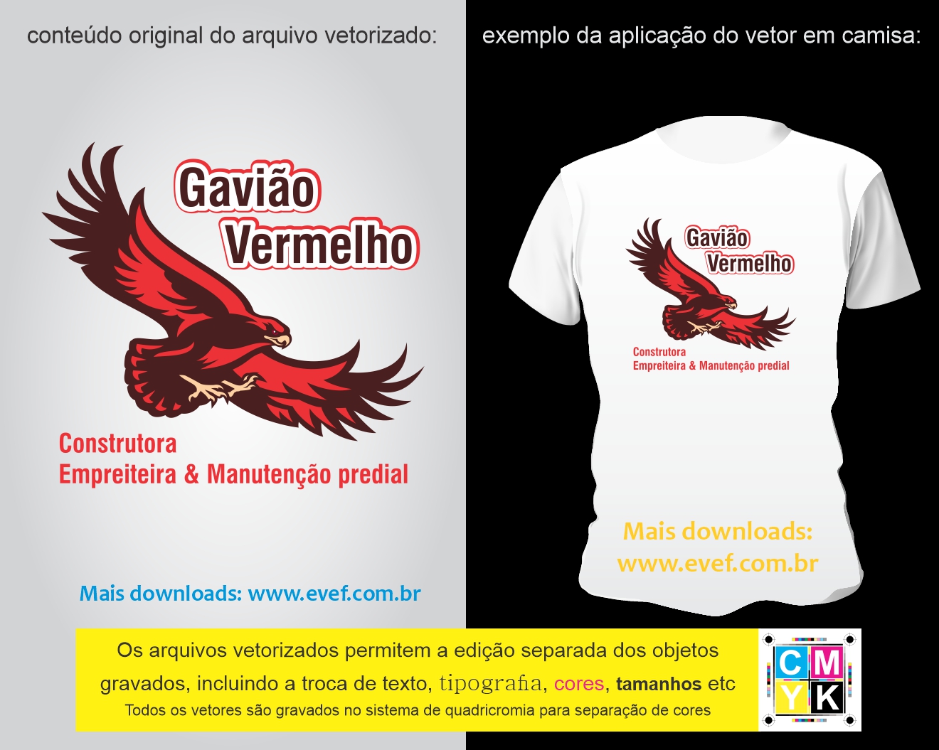 vetor estampa camisa construtora manutencao predial gaviao vermelho engenharia empreiteira