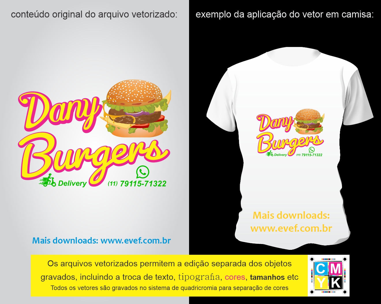 vetor estampa camisa dany burger lanchonete delivery lanches