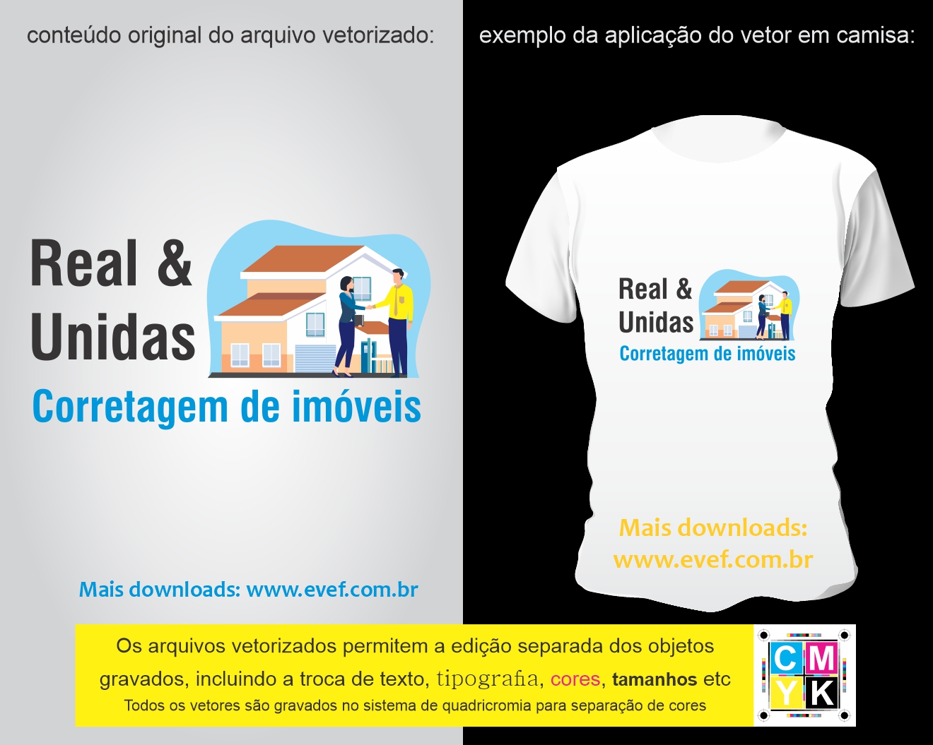 vetor estampa camisa imobiliária real e unidas corretagem imóveis corretores