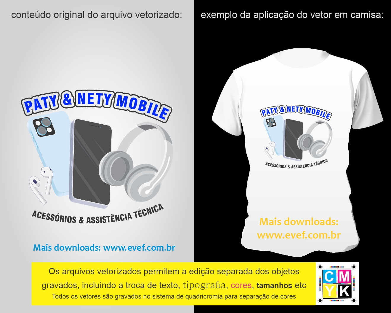 vetor estampa camisa paty nety mobile assistência técnica celular conserto tela